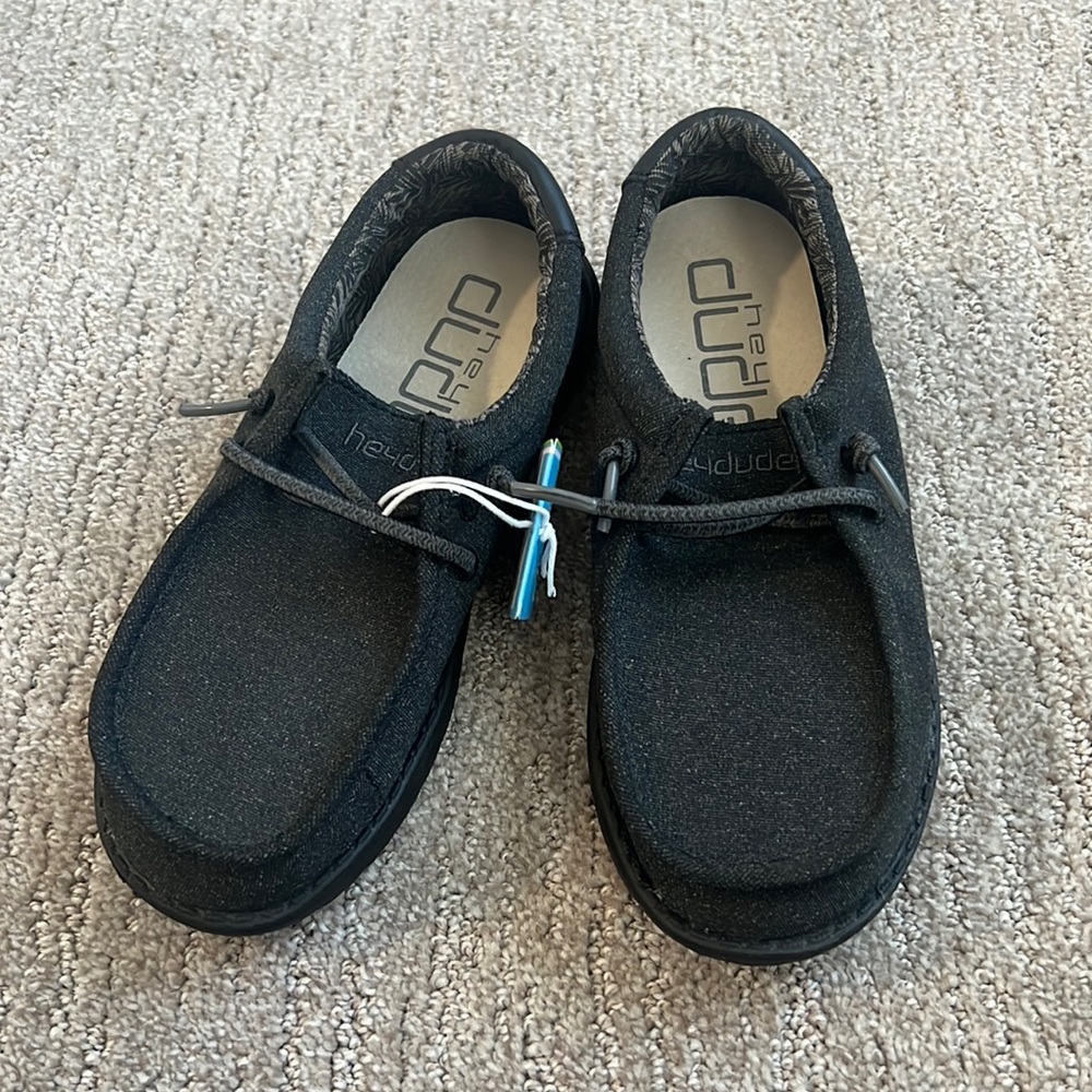 Hey Dude Wally Shoes in Black, Size 1/2